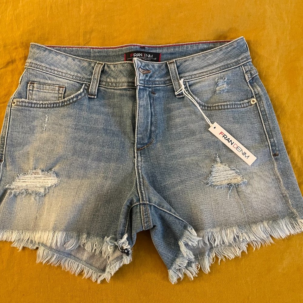 NWT Fran Demin Janyce Shorts, Light Wash